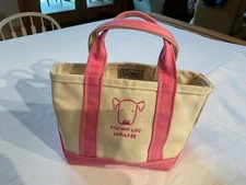 L.L. Bean Boat and Tote Bag Mini Embroidered Dog The Way Life Should Be Pink USA