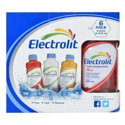 Electrolit Electrolyte Drink 21oz 12-Pack (Coconut, Strawberry, Apple Mix)