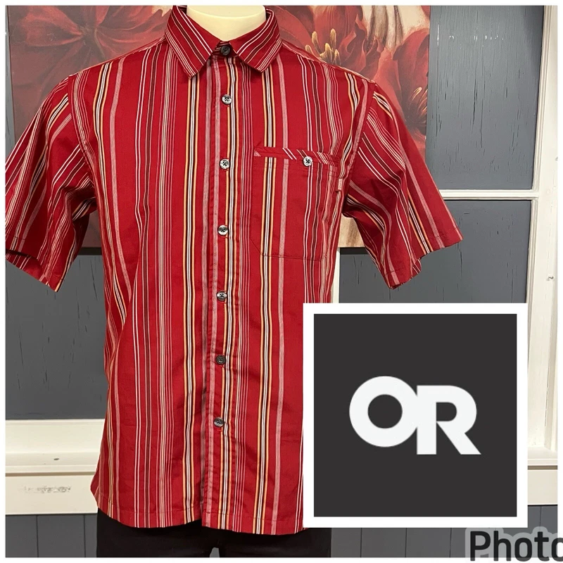 outdoor-research button up short sleeve polyester cotton shirt