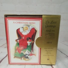 Vintage De Luxe Greetings By Image Arts 20 santa Christmas Cards and envelopes 