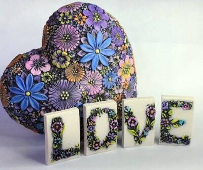 Harmony Kingdom artst Neil Eyre Eyredesigns Set 4 LOVE Flower Valentine Magnets