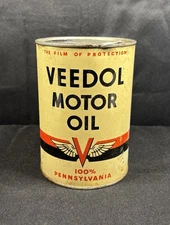 1940s Metal Veedol Motor Oil 1 Qt Can