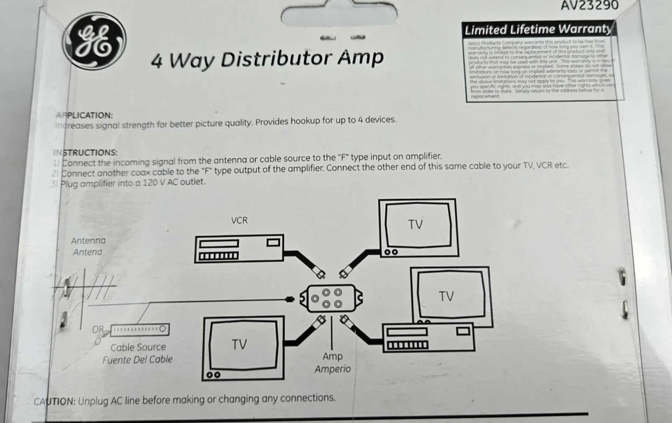 4 路分配器放大器信号强度 GE 正品全新密封 — 第 4/4 张图片