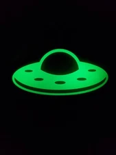 Glow In The Dark Vinyl Decal Alien Flying Saucer Medium Size Lit Studios New