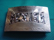 Vintage Handmade Abalone Shell Inlay Signed Mexico Native American Belt Buckle 