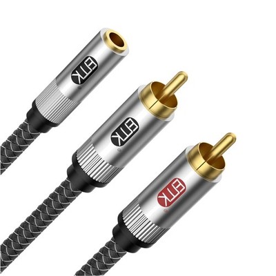 Adapterkabel 3,5 mm auf RCA 0,5 m Silber vergoldet HiFi Lautsprecher Verstärker