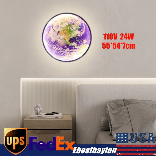 Led Earth Wall Lamp Light Round Fixture Wall Sconce Modern Bedroom Home ...