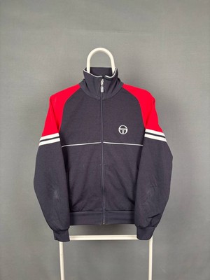 Sergio Tacchini Star Mens Track Top Size M Black Long Sleeve Full Zipper Sport