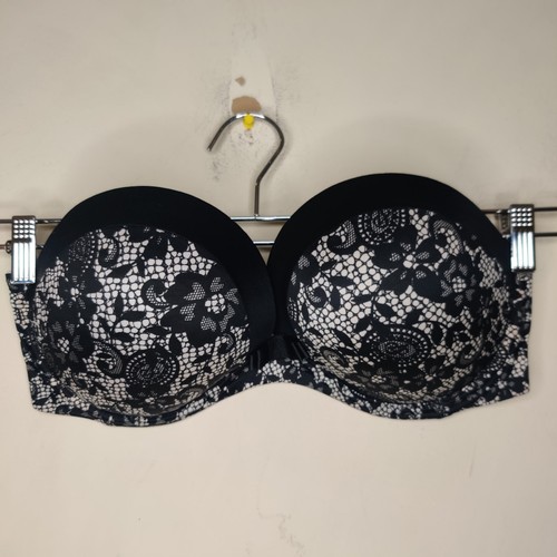 Victoria's Secret Bombshell Trägerloser BH Gr. 38 D Schwarz Spitze Gepolstert