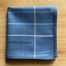 HANDKERCHIEF BLUE VINTAGE PLAID PLAIN MEN'S COTTON POCKET SQUARE 16" B1160