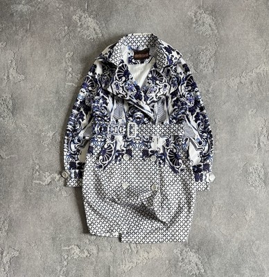 Roberto Cavalli 40size All Printed Flowers   Light Trench Coat + Belt Jacket