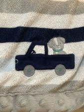 Carters Child Of Mine Grey Blue White Striped Puppy Dog Truck Baby Blanket plush