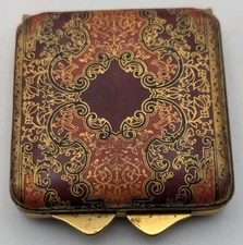 Vintage Leather Embossed  Powder Compact Mirror 