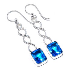 Tanzanite Gemstone 925 Silver Plated Spiral Earring 1.79