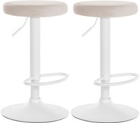 2Er Set Barhocker Ponte Samt Weiß Creme