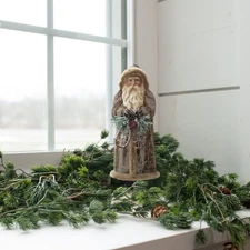 Ragon House Woodland Belsnickle Santa Figurine w/snowshoes, 10" T NWT