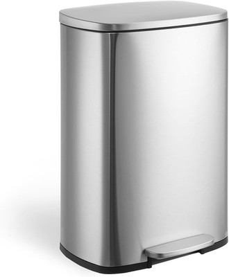 Smudge Resistant Trash Can Stainless Steel Garbage Can with Silent Lid, Durable