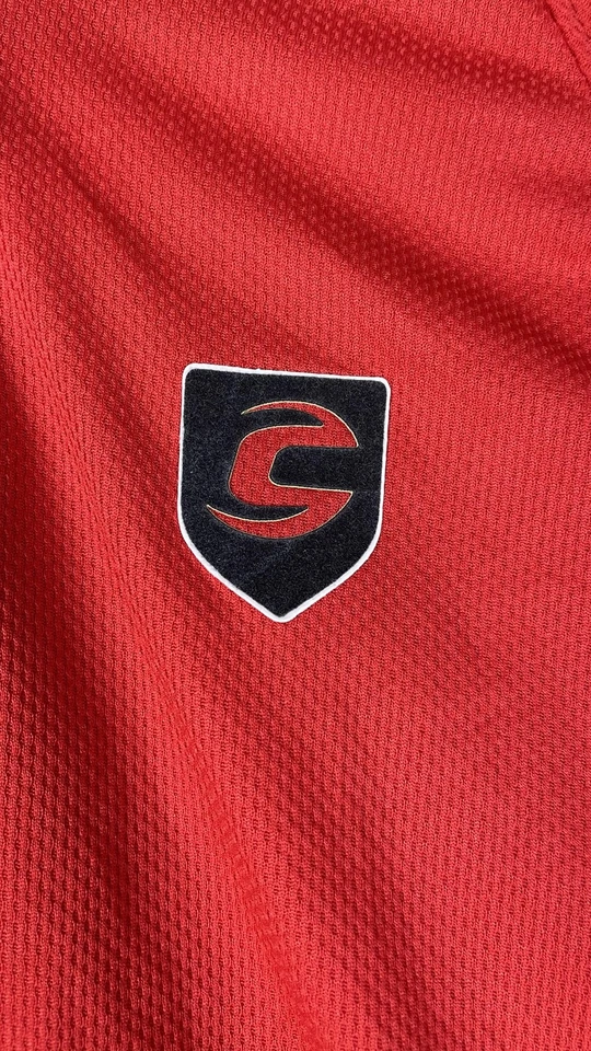 Camiseta deportiva de ciclismo Cannondale para hombre mediana roja negra 1/4 bolsillos con cremallera malla transpirable Foto 3 de 4