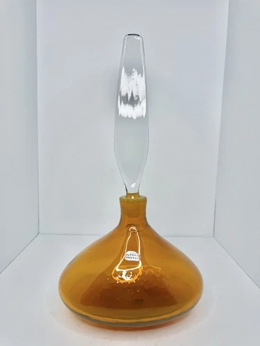 HTF Vintage MCM Blenko Glass 5933 Decanter In Jonquil 17.75” W/stopper & Label
