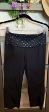 Lululemon Straight Leg Leggings - Size 4- Black With Slits At Bottom Of Each Leg
