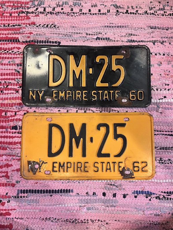 1960s New York Special License Plate DM 25 Vintage Pair