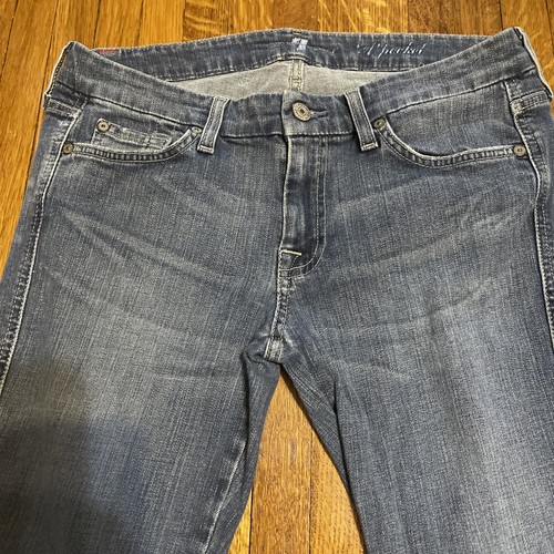 Seven 7 For All Mankind Jeans Womens Blue A Pocket Flare Low Rise USA 29 - Picture 2 of 9