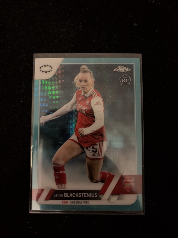 2022-23 TOPPS CHROME UEFA WOMENS STINA BLACKSTENIUS TEAL PRIZM ROOKIE RC #25  SP