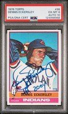 1976 TOPPS #98 DENNIS ECKERSLEY ROOKIE RC PSA 6 AUTO 10