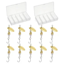 10Pcs 1/8 Oz Fishing Lures Spinnerbait Single Hook Trout Spinners Gold Tone