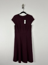 Nwt Ann Taylor Ponte Fit & Flare Dress Size 6 Burgundy Red Short Sleeve Stretch