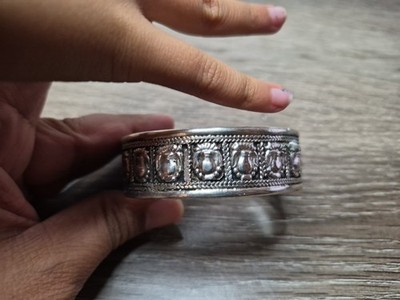 Auspicious Mandala carving Bracelet Nepalese cuff beautiful Filigree  