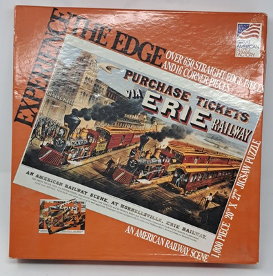 #ad 1995 An American Railway Scene At Hornellsville Erie Railway 1000pc Edges Puzzle $28.00