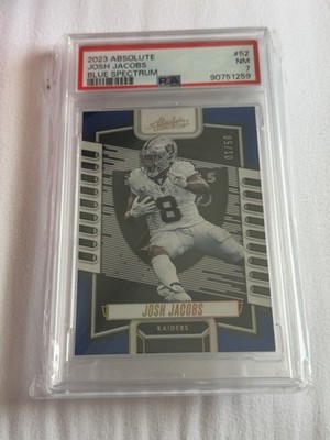 2023 Panini Absolute Josh Jacobs Spectrum Blue Parallel #01/50 PSA NM 7 Raiders