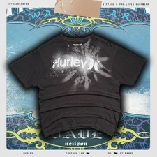 Hurley T-Shirt Mens L Large Black Grey 00s Vintage Steetwear Skater Spray Surfer