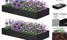 Galvanized Raised Garden Bed,Outdoor Planter Box Metal 8x4x1ft(2 Pack) Black