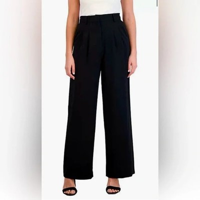 French Connection Women's Black Wide Leg Trouser - Elastic Waistband - Size: XL