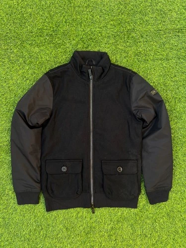 Emporio Armani Jeans Hybrid Wool-Blend Bomber Jacket w/ Metal Plaque - product listing photo