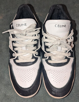 Celine Trainer CT-04 Low Lace-Up Sneaker Calfskin Men's size 10.5 black & white