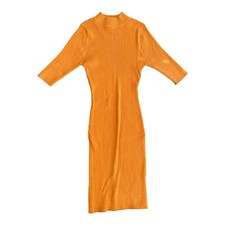 Say What Knit Sweater Dress Orange Mock neck BodyCon Fitted Womens Large