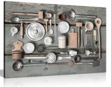 Rustic Art Vintage Kitchen Utensils Canvas Wall Art Picture Print