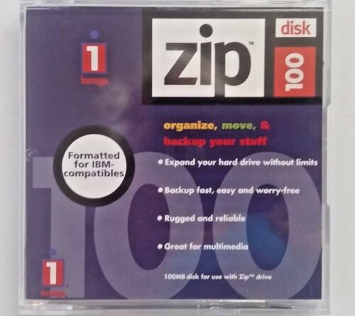 Iomega Zip Disk 100 MB New IBM Formatted With hard case Free Shipping - Foto 1 di 6