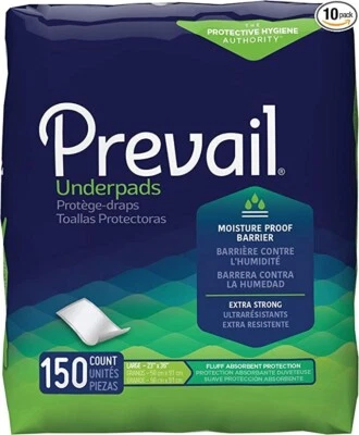 Prevail Total Care Disposable Underpads Fluff 23X36" / 150 pads