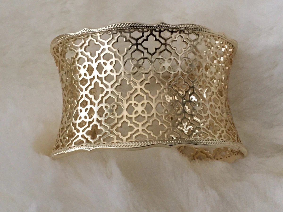 Candice Gold Cuff Bracelet in Silver Filigree