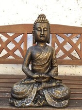 XXL Buddha Budd Zen Japan China Indien Mönch 48cm Garten Grau Gold Silber Alt 