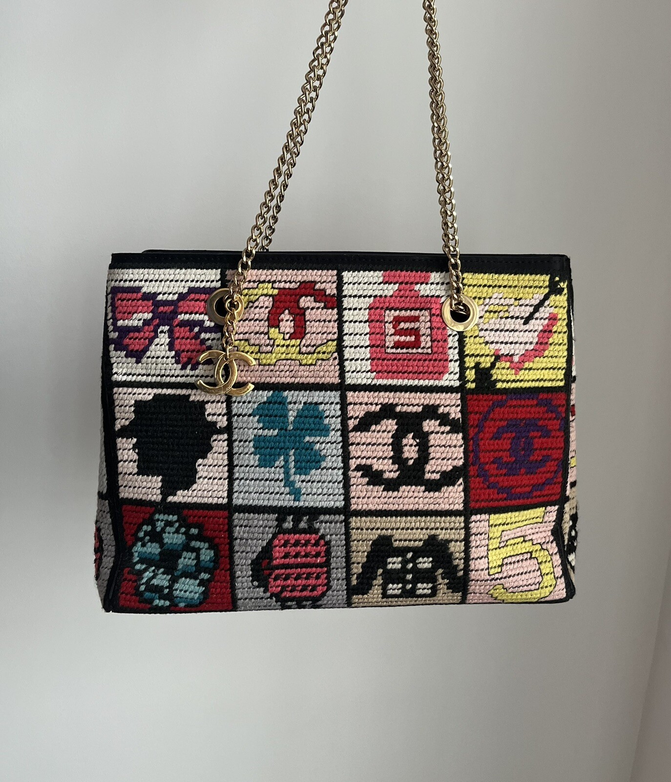 Chanel Needlepoint Patchwork Tote Bag - image 1