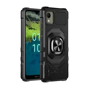 Pour Nokia C110 Couverture de téléphone Kickstand avec verre trempé