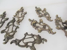 Vintage Brass Escutcheon Keyhole Plate Old Rococo Baroque Gilt Antique - £6each
