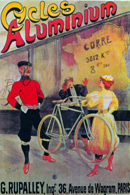 ALUMINIUM CYCLES LIGHT BICYCLE BIKE PARIS FRENCH VINTAGE POSTER REPRO