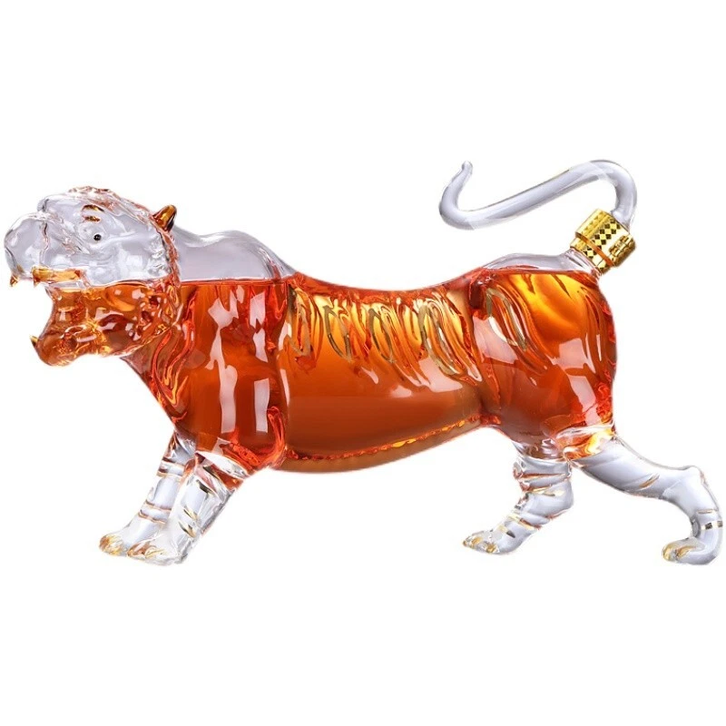 500ML/1000ML Tiger Barware Lead Free Whiskey Decanter for Liquor Scotch Bourbon - Picture 1 of 6