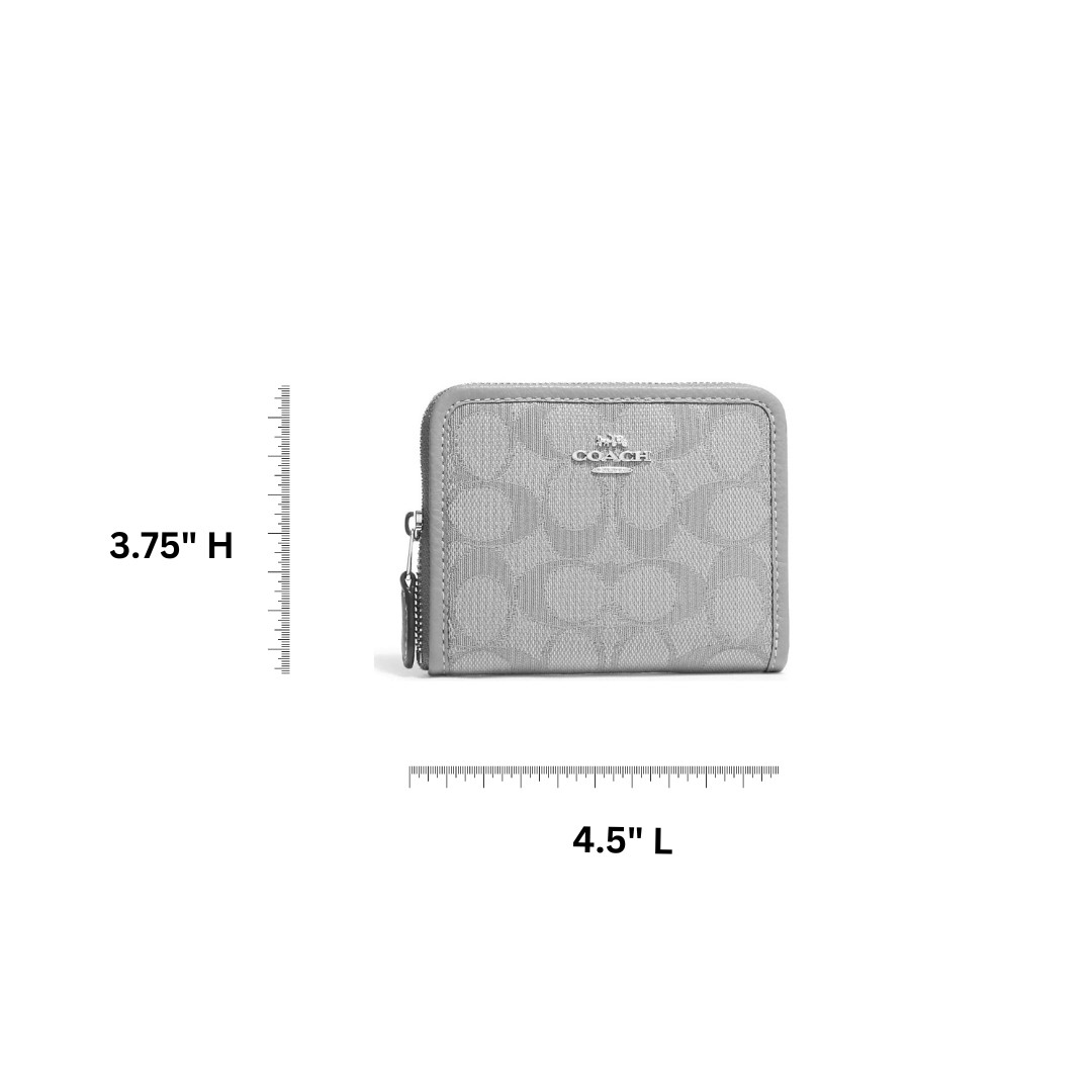 COACH Small Zip Around Wallet In Signature Jacquard Khaki Saddle 